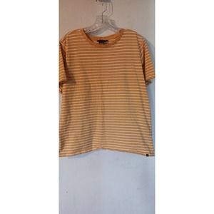 Pendleton‎ Womens T-Shirt Size Large Striped Short Sleeve 100% Cotton Orange